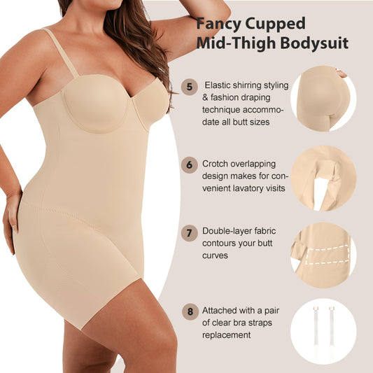 CurvynCute Fancy Cupped Mid-Thigh Shapewear
