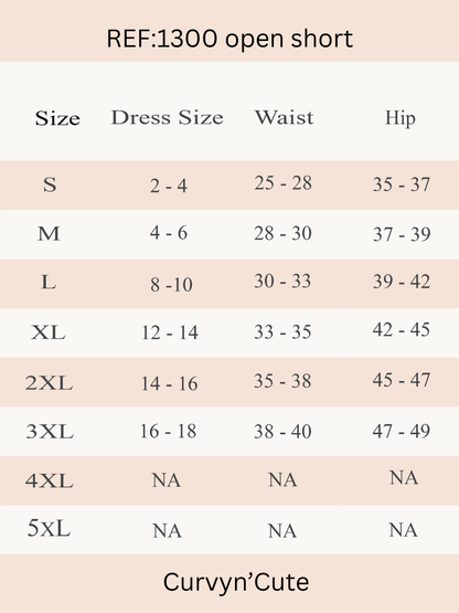 شورت مفتوح لرفع المؤخرة مع تحكم في البطن السفلية 